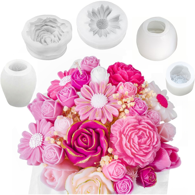 5Flower Candle Mold Set，3D Flo - Candle Making Kits recension och pris