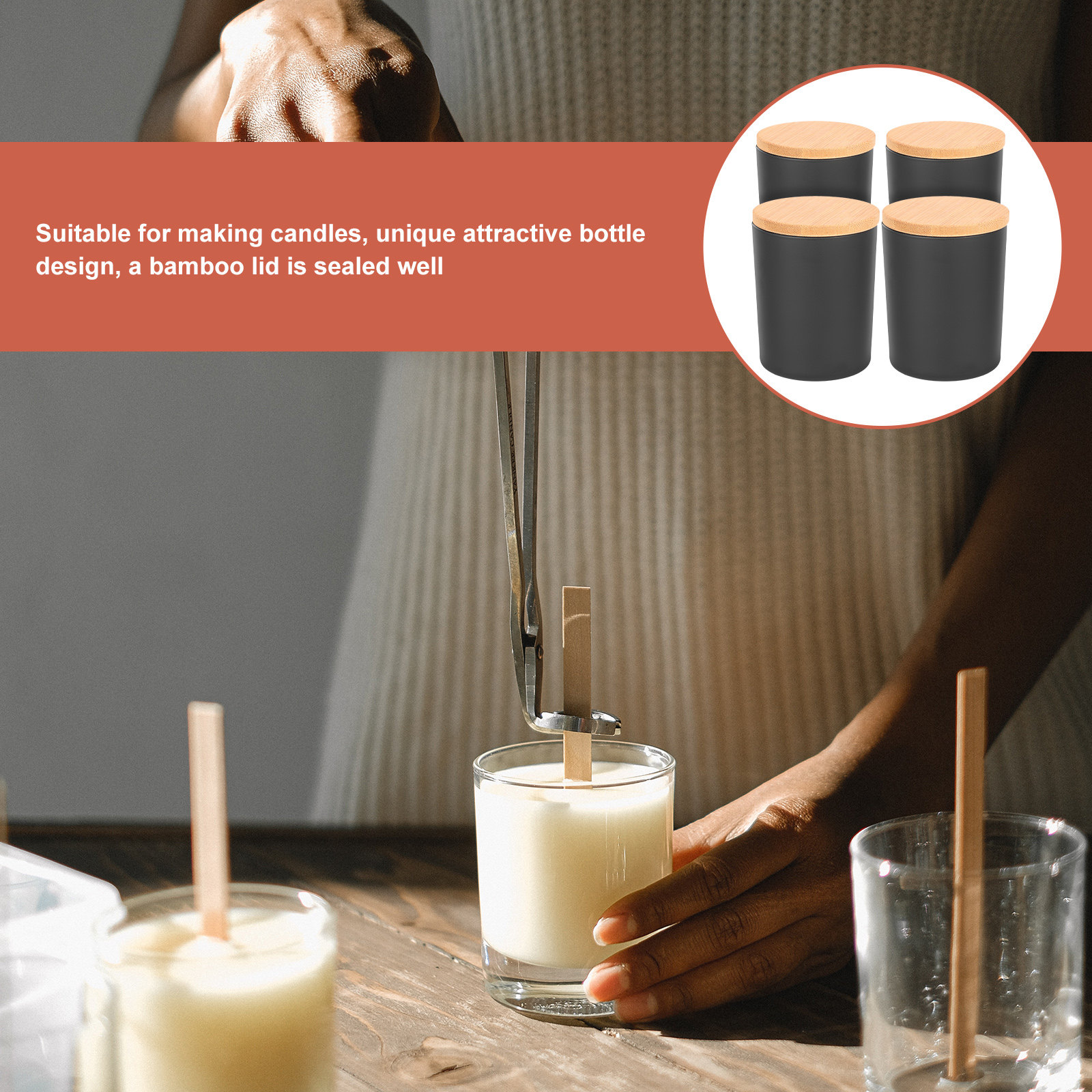 4 Piece Glass Candle Jars with - Candle Making Jars With Lids recension och pris